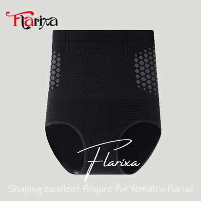 Flarixa Tummy Control Underwear Briefs for Women High Waist Seamless Butt Lifting Panties Sweat Slim Body Shaper Belly Slimmer