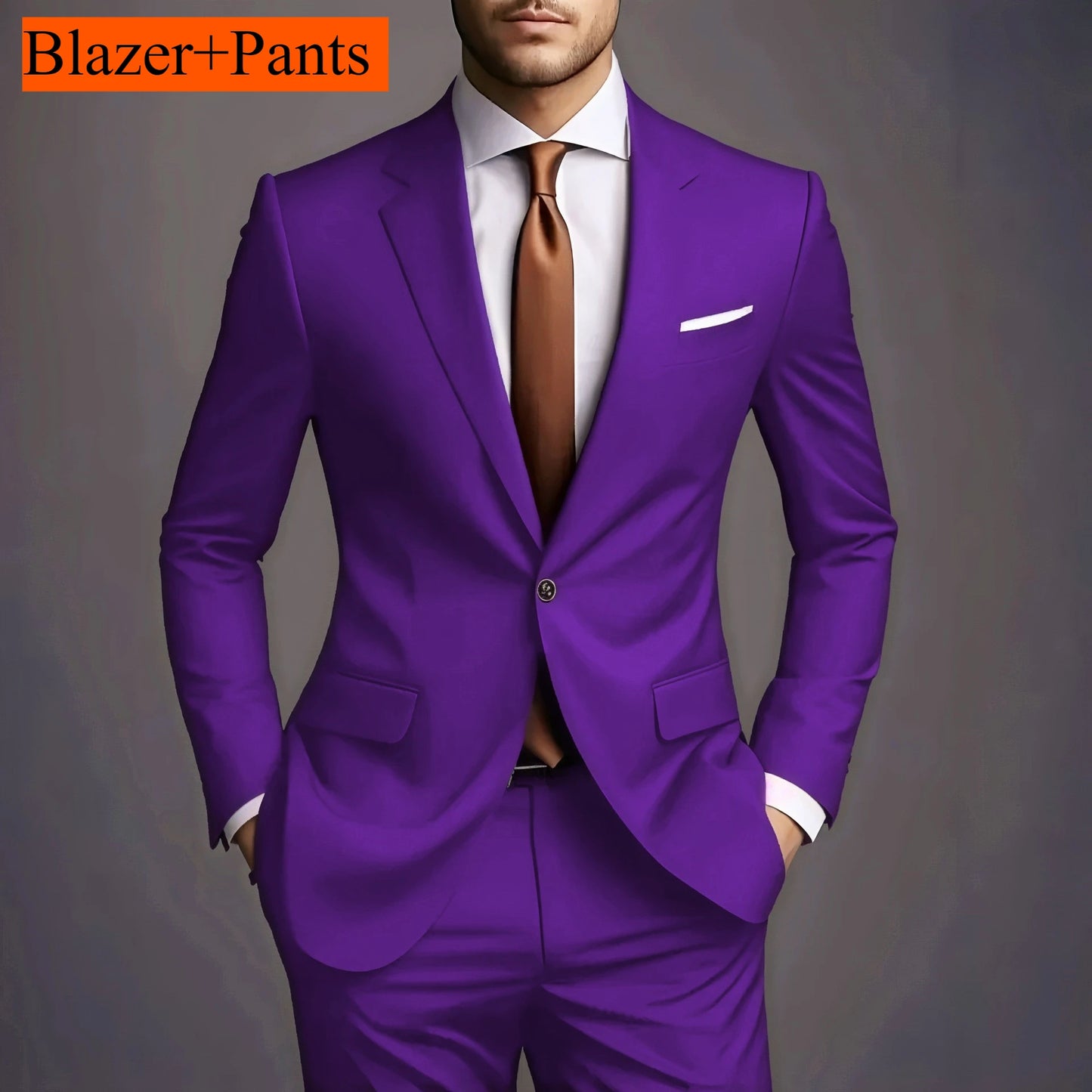 2026 New Luxury Elegant Men's Suits 2 Piece Set Fashion Korean Casual Slim Fit Social Groom Wedding Tuxedo