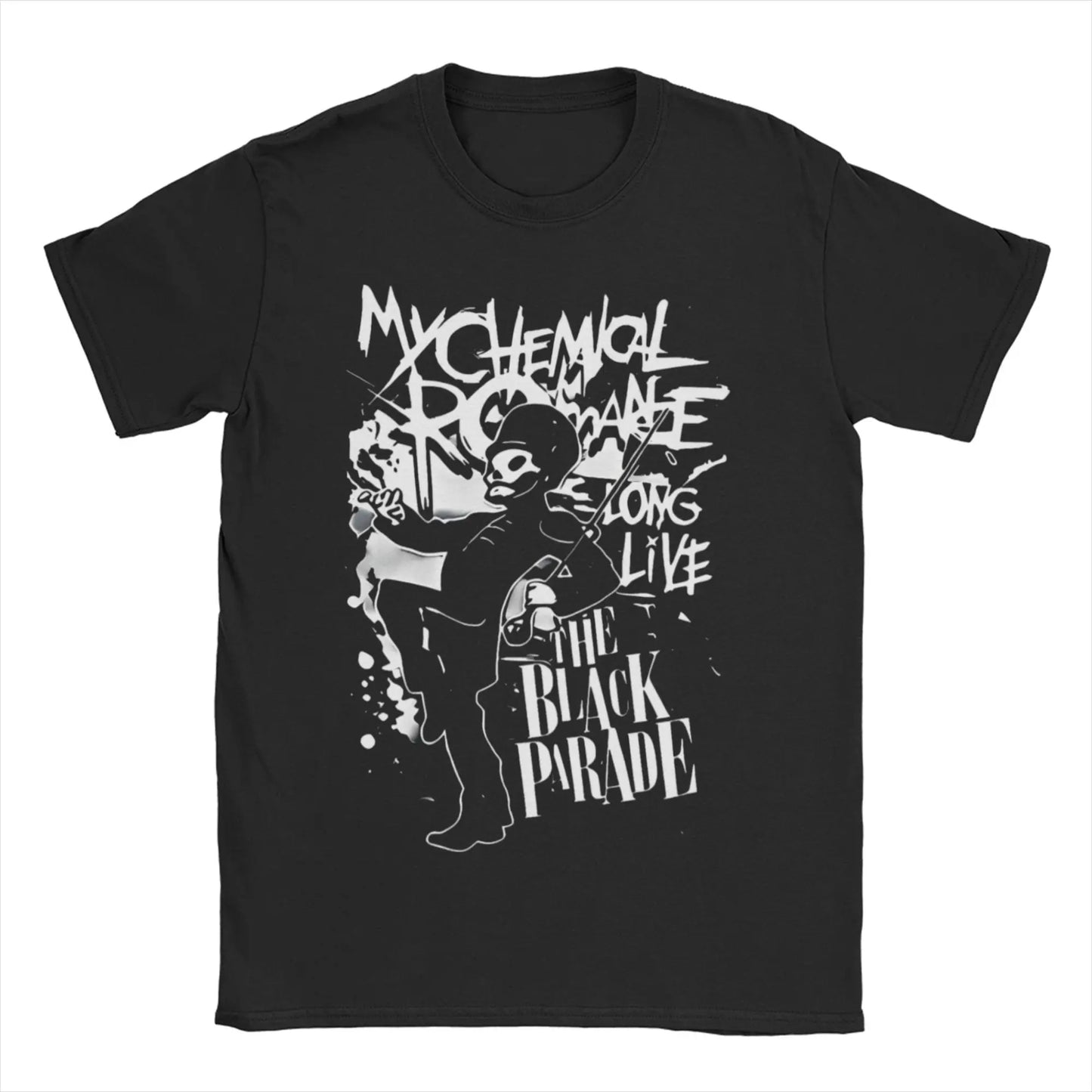 Short Sleeved Round Neck Y2k Tshirt Men Clothing New in Top & Tees Mens T-Shirt Cat Parade Band Punk My Chemical Romance