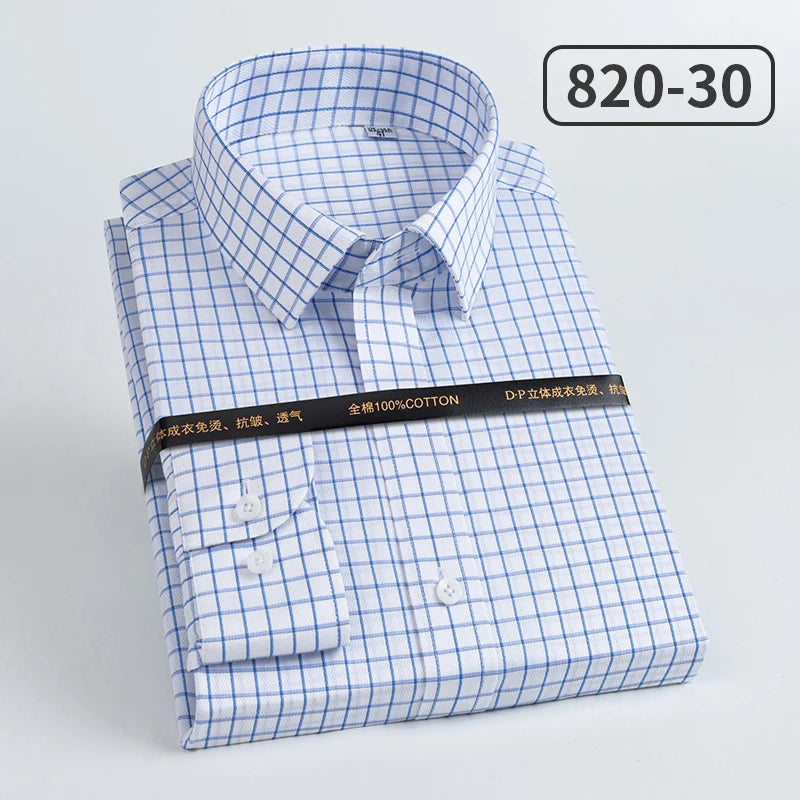 Men's pure cotton long sleeved shirt slim fit high-end light luxury 100 count striped heterochromatic collar wrinkle resistant