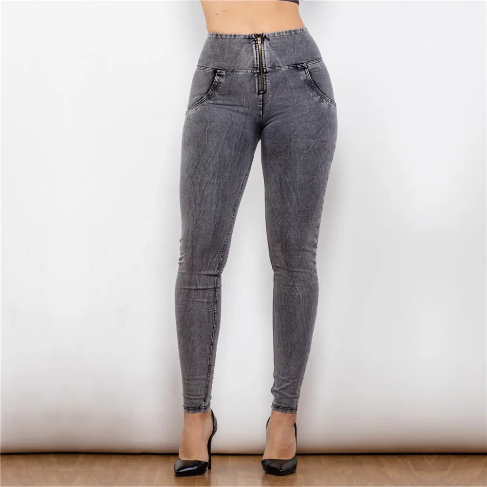 Shascullfites Melody Womens High Waisted Jeans Slim Fit Bum Lift Jean For Girls Push Up Stylish Full Length