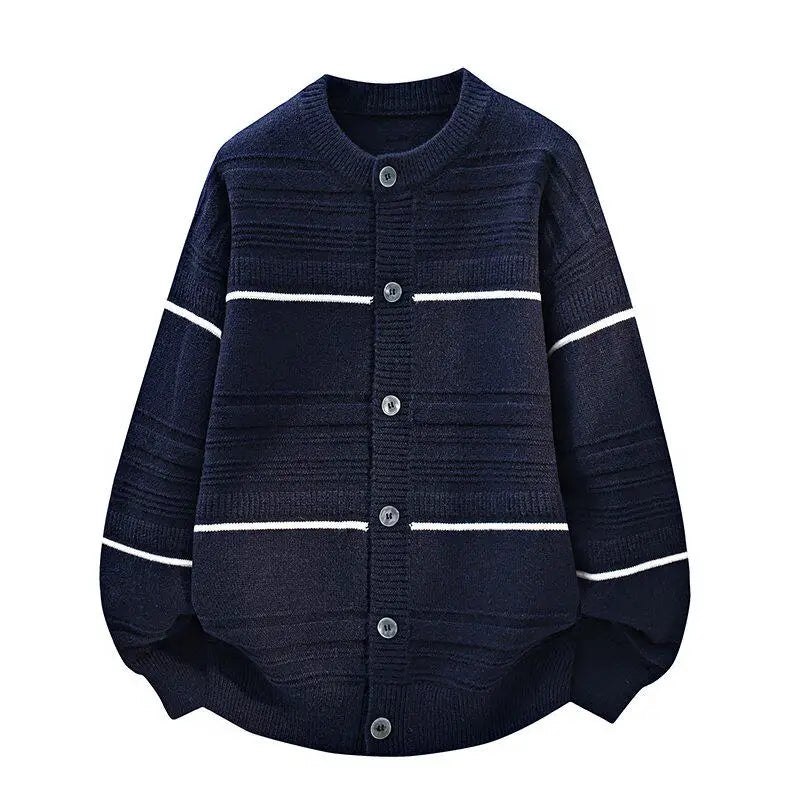 Legible Autumn and Winter Casual Sweater Men Loose Knitted Cardigan Male Round Neck Collar Sweatercoats Man