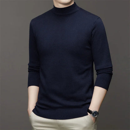 7 Colour Men's Half High Neck Long Sleeved Solid Color Sweater Soft, Warm and Comfortable Top with a Base