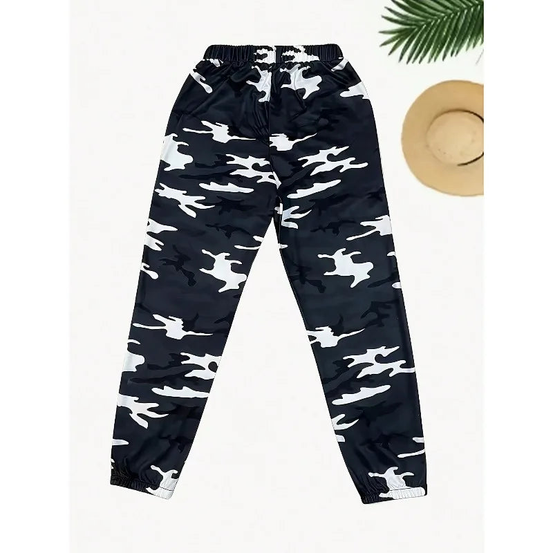 Plus Size 1XL-5XL Summer New Women's Ladies Camo Cargo Trousers Pants Casual Pants