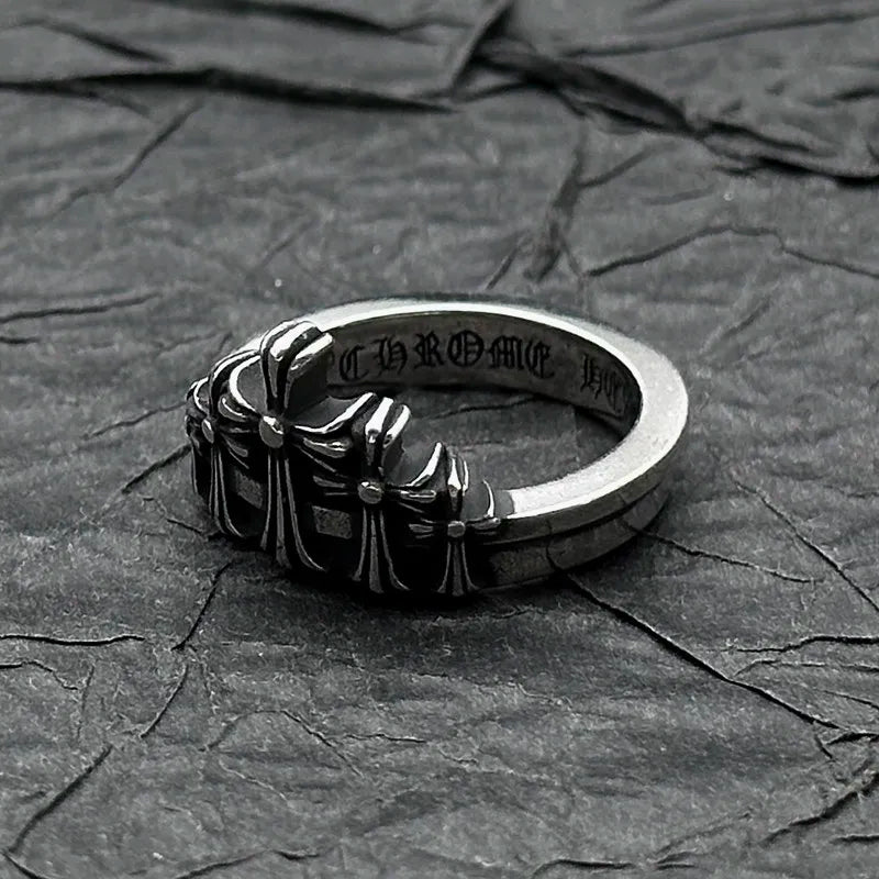 S925 Sterling Silver Vintage Crown Ring, American High-end Vintage Couple Gift, Classic Style