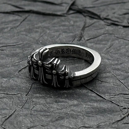 S925 Sterling Silver Vintage Crown Ring, American High-end Vintage Couple Gift, Classic Style