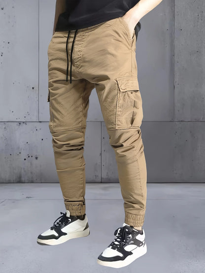 3 pieces of long pants for men, regular fashion pants and sports pants, pocket elastic waistband and ankle pants, work pants