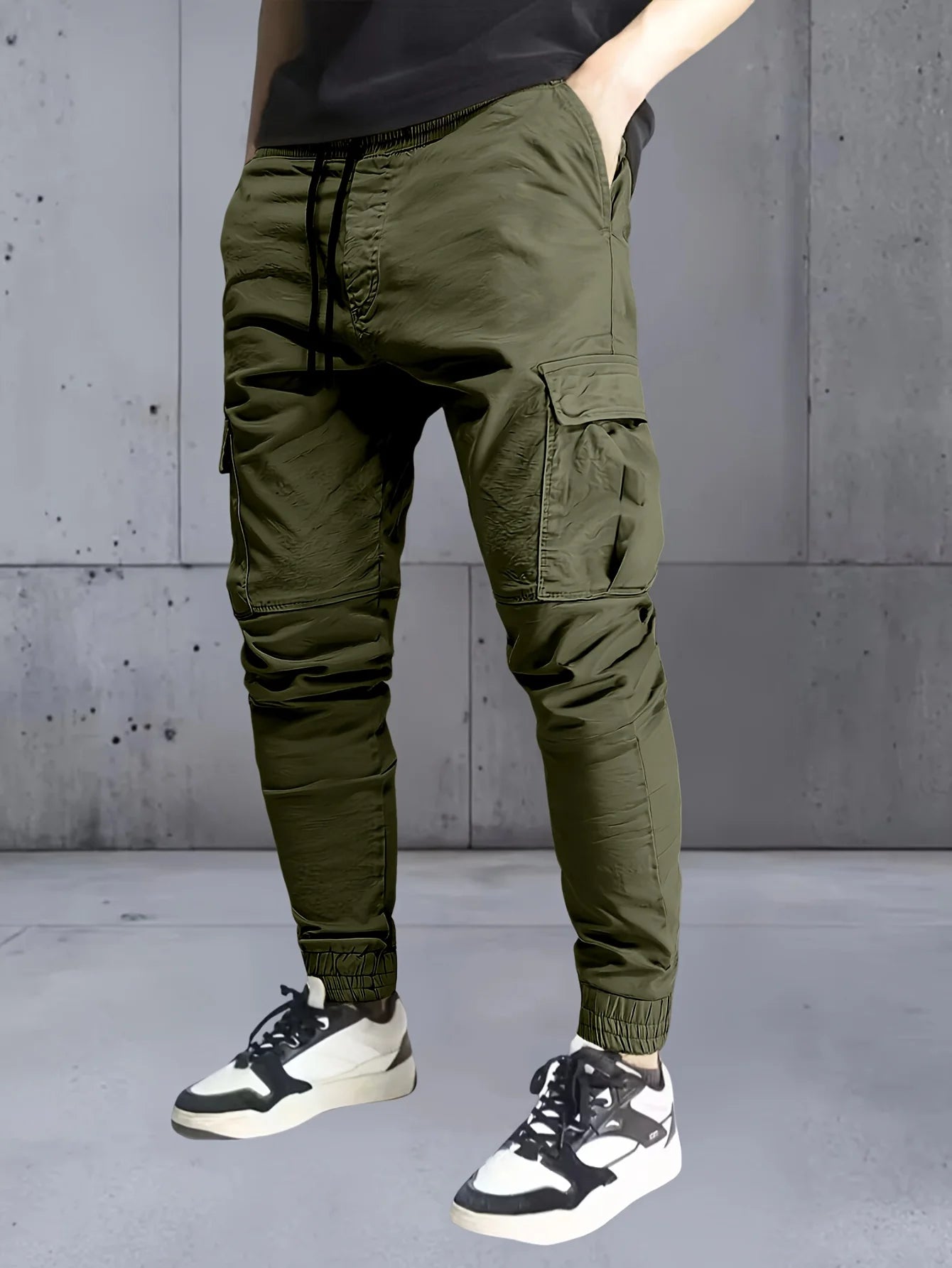 3 pieces of long pants for men, regular fashion pants and sports pants, pocket elastic waistband and ankle pants, work pants