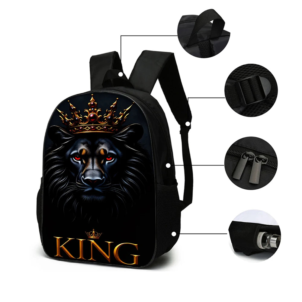 1/2/3/4/5pcs Lion King Pattern Backpack Set - Large-Capacity Casual Backpack with Matching Clutch & Tote Bag for Daily Use