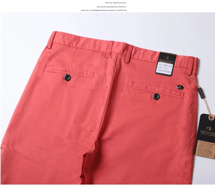 Thin Summer Solid Color Suit Pants Men Straight Style Clothes Red Business Trousers Men Dress Office 2021