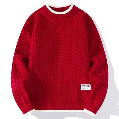 Legible Autumn and Winter Casual Sweaters Men Round Neck Collar Knitted Pullovers Male Loose Sweater Man