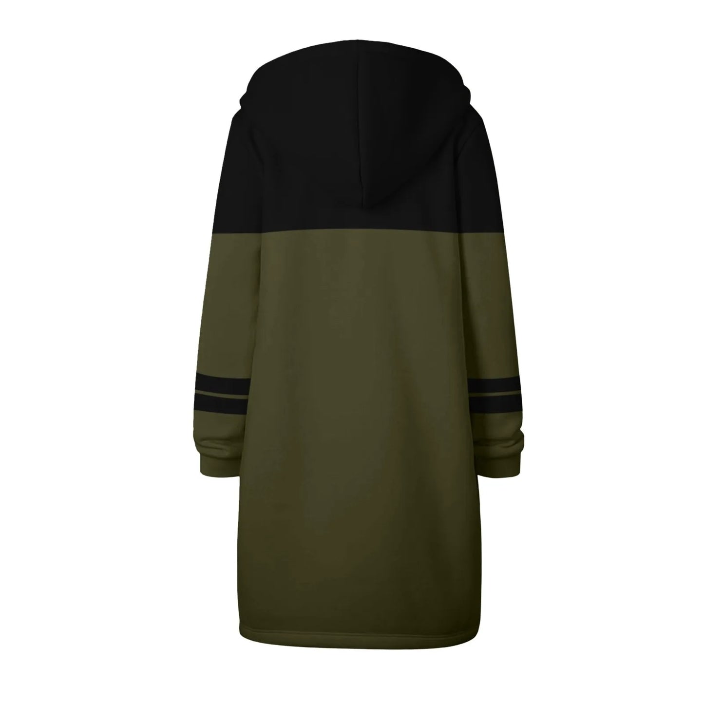 Women's Warm Zipper Long Outwears Solid Color Loose Fit Drawstring Sweatshirt Coat for Women
