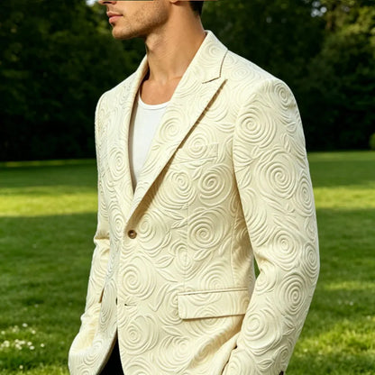 Men's Luxury 3D Embossed Textured Blazer Notch Lapel Jacket 2 buttons Slim Fit Suit Jacket Formal for Business Casual Wedding