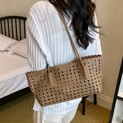 Fashion woman shoulder bags for women 2026 brand luxury designer bag female totes purses ladies woven shoulder handbag summer
