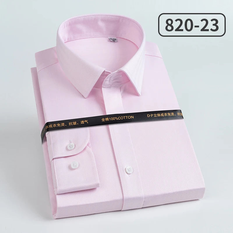 Men's pure cotton long sleeved shirt slim fit high-end light luxury 100 count striped heterochromatic collar wrinkle resistant