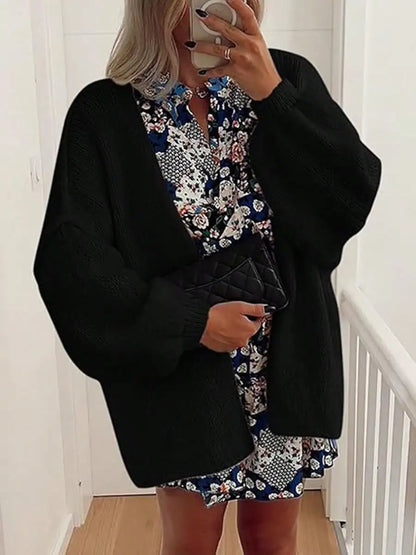 Cardigan Sweaters For Women Oversized Fall Long Sleeve Lightweight Knit Cardigans Winter Clothing Open Front Solid Color Crochet Lantern Sleeve Coat