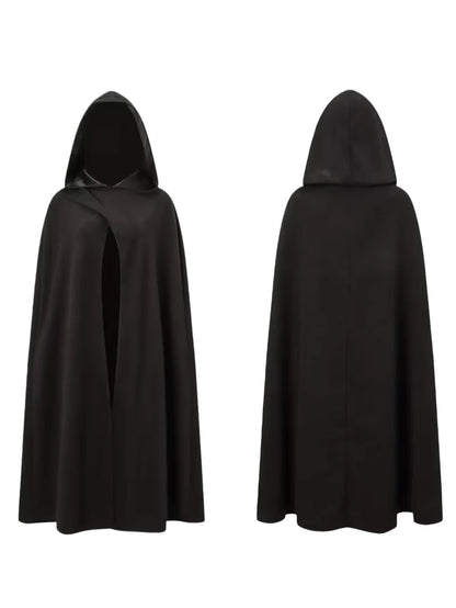 New Halloween Costume Cloak, Fleece Hooded Halloween Cape, Retro Asymmetrical Design Role Play Coat,