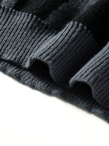 New Trendy Autumn and Winter Irregular Jacquard Pattern Pullover Sweater Casual Round Neck Color-Blocking Knit Men's Pullover