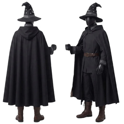 Halloween Cosplay Wizard Cloth Top Pants Cloak Hat Red Grey Black Party Disguise Roleplay