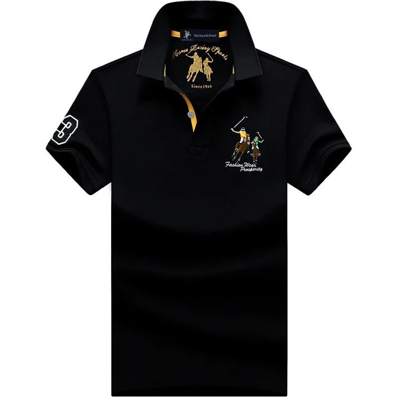 Fashion Polo T Shirt Man Cotton Big Size Polo Shirt Men Casual Embroidery Lapel Button Shirt Short Sleeve High Quality Male Red