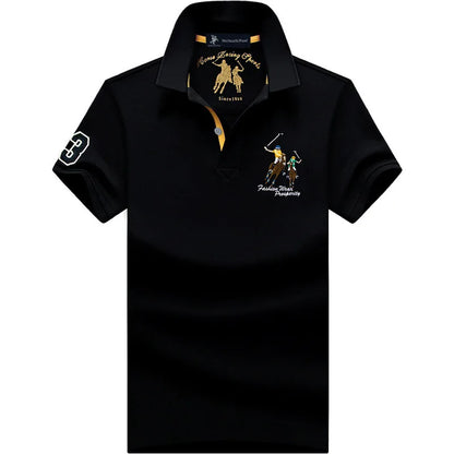 Fashion Polo T Shirt Man Cotton Big Size Polo Shirt Men Casual Embroidery Lapel Button Shirt Short Sleeve High Quality Male Red