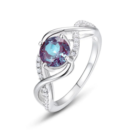 ALLNOEL 925 Sterling Silver Color Change Alexandrite Ring For Women Luxury Engagement Wedding Band Fine Jewelry
