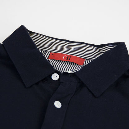 CH Solid Color Embroidered Long Sleeve Shirt Men Business Casual Button Down Collar Slim Fit Office Tops