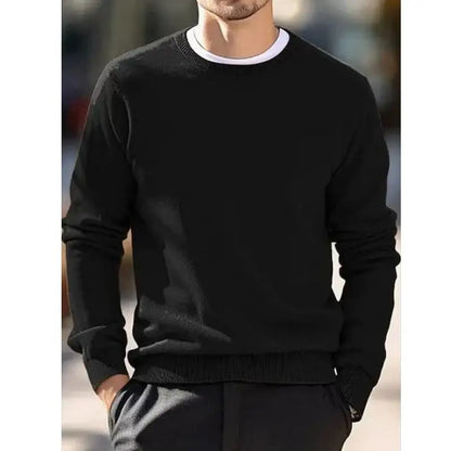 Round neck wool sweater for men, pullover, simple and stylish, loose and oversized, turtleneck, solid color top.