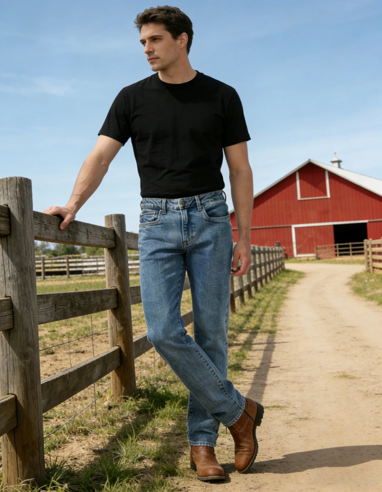 Classic Straight Fit Vintage Blue Denim Jeans