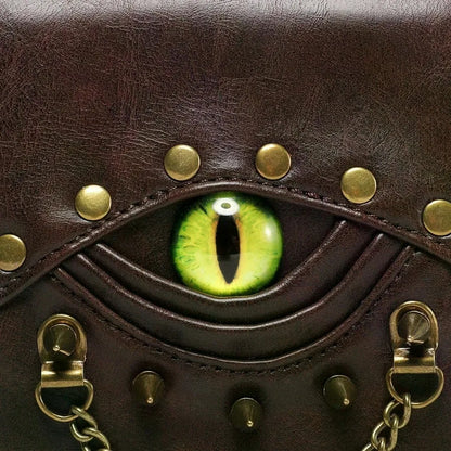 1pcs Retro Rivet Crossbody Bag, Mini Waist Pack For Women, PU Leather, Unique Eye Design Belt Mobile Phone Bag