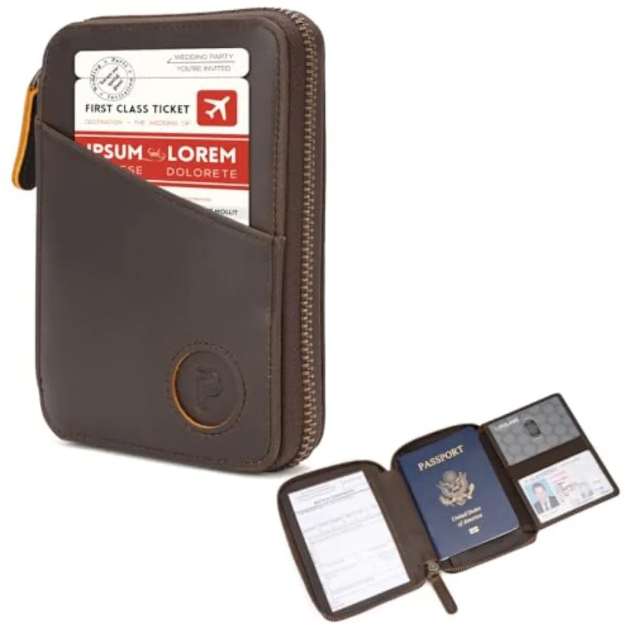 Polare Full Grain Leather Pilot Wallet Passport Holder RFID Blocking Tri-fold Travel Cover Document Organizer for Aviation Prof