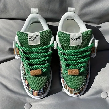 Green Large Size Casual Shoes Versatile And Niche Low-Top Durable Board Shoes for Men And Women Trendy And Fashionable Canvas S