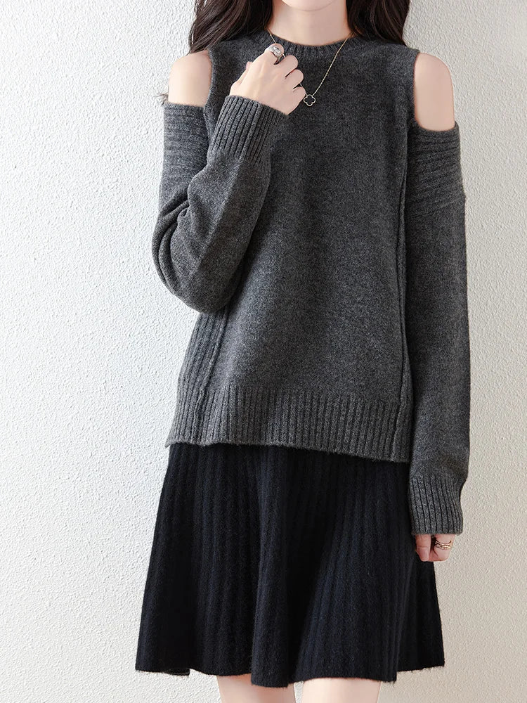 Women's Wave Short Skirt 100% Merino Wool Mini Skirts Autumn Winter Sweater Umbrella Skirt High Waist Stretch Sweet Knit Dresses