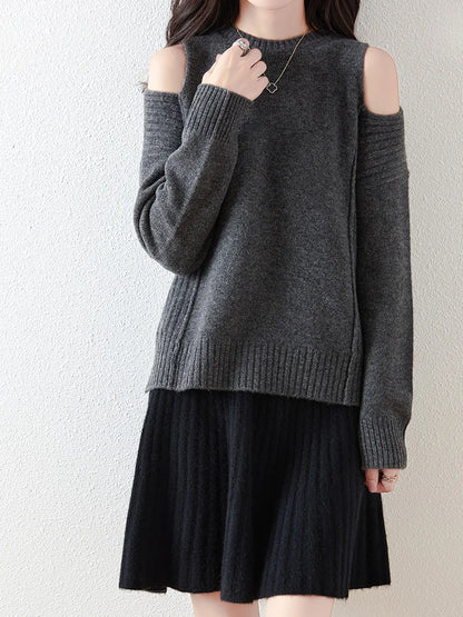 Women's Wave Short Skirt 100% Merino Wool Mini Skirts Autumn Winter Sweater Umbrella Skirt High Waist Stretch Sweet Knit Dresses