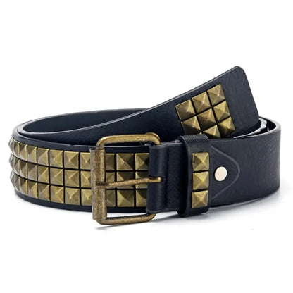 Fashion New Square Bead Rivet Belt Metal Pyramid Belt Men and Women Punk Hardware Jeans Belt Y2K Belt Designer Belt Women's Bel