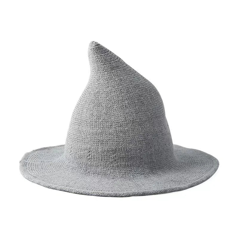 Halloween Masquerade Cosplay Costume Outfit Accessories Props Party Decorations Pointed Decor Witch Hat Wool Knitted Wizard Hat