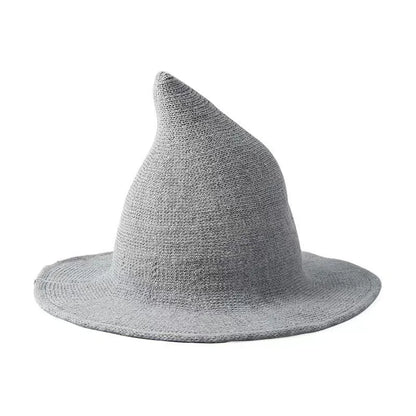 Halloween Masquerade Cosplay Costume Outfit Accessories Props Party Decorations Pointed Decor Witch Hat Wool Knitted Wizard Hat