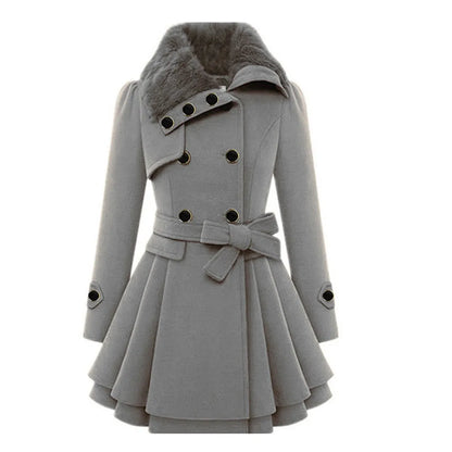 Women Vintage Woolen Windbreaker Warm Button Up Asymmetrical Hem Fleece Lapel Suit Jackets Ladies Blends Anoraks Winter Clothes