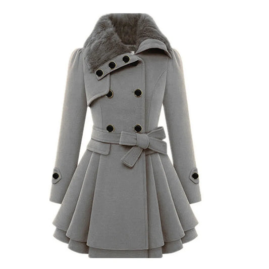 Women Vintage Woolen Windbreaker Warm Button Up Asymmetrical Hem Fleece Lapel Suit Jackets Ladies Blends Anoraks Winter Clothes