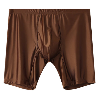 Mens Underwear Boxers Man Solid Slim Ice Silk Extended Leg Boxer Shorts