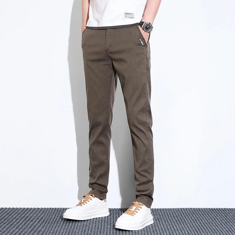 Men's Clothes Lyocell Thin Casual Pants Men Fashion Slim Classic Spring Summer Trousers Stretch Breathable Business Pants