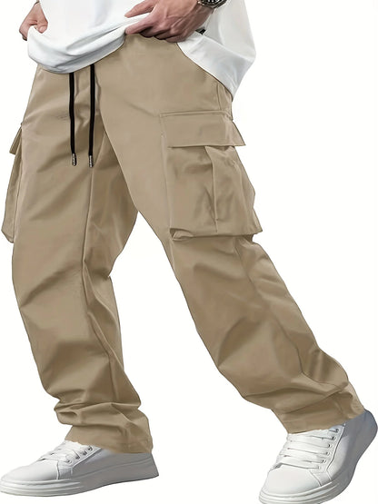 2026 Amazon Summer New Men's Work Pants European and American Independent Station Drawstring Multi Pocket Casual Pants