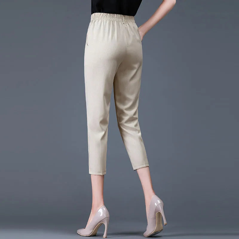 Casual Capris For Women Small Stature Thin Summer High Waisted Straight Tube Loose Fitting And Slimming Over Harun Pant