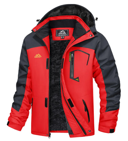 Men's Water-Resistant Ski Jacket Winter Fleece Lined Snow Coat Warm Windproof Outdoor Jacket