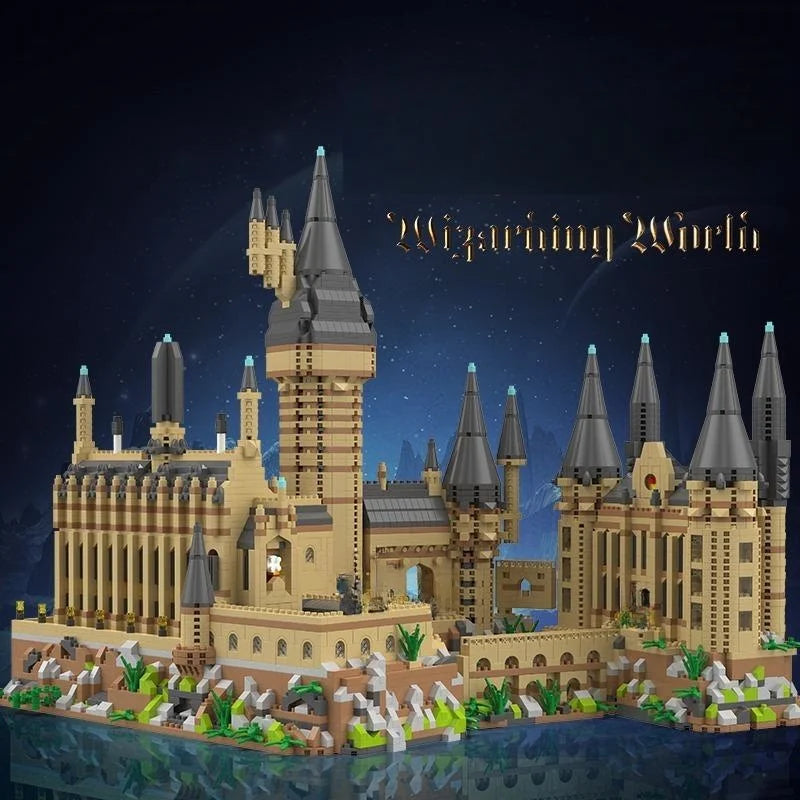 Magic Movie Castle School Micro Building Blocks Street View Architecture MOC Architecture Scenery Toy Christmas Birthday Gifts