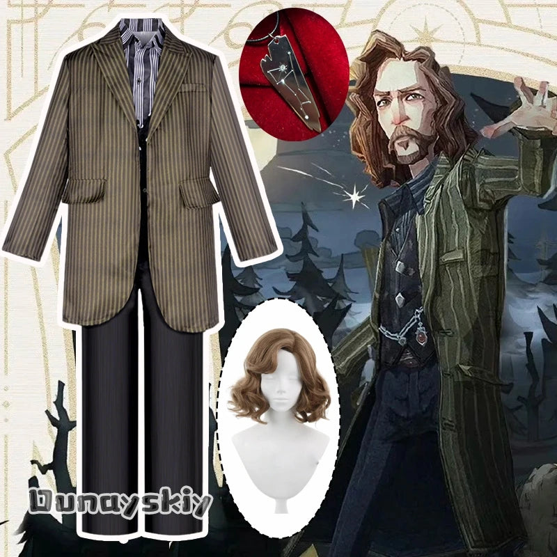 Cosplay Godfather Sirius Black Costume DIY Suit Wizard Dress Padfoot Magic Role Play Outfits Halloween Disguise Ornament