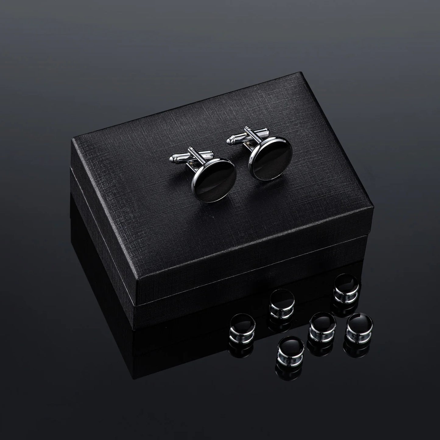 Solid Men's Cufflinks Studs Set for Tuxedo Minimalist Navy Blue Man Shirt Cufflinks for Men's Father Husband