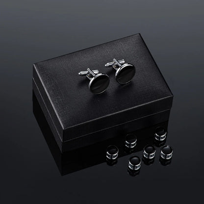Solid Men's Cufflinks Studs Set for Tuxedo Minimalist Navy Blue Man Shirt Cufflinks for Men's Father Husband