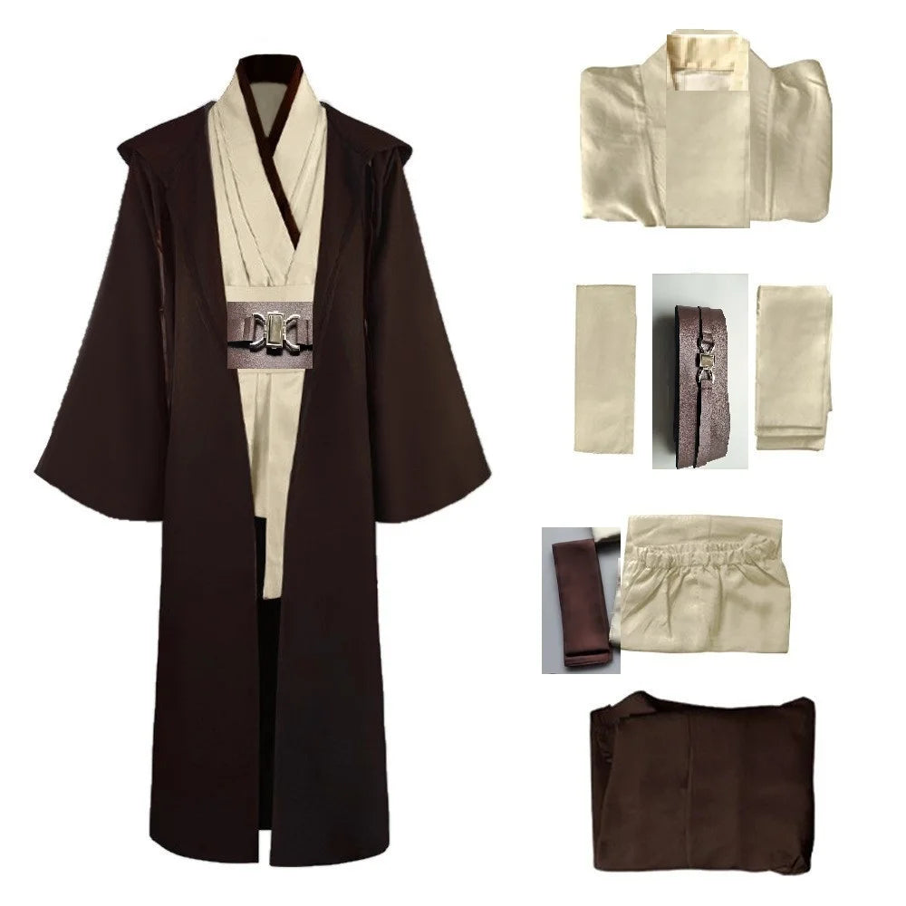 Obi Wan Kenobi Jedi Cosplay Costume Adult Unisex Coat Friar Uniform Robe Full Set Accessories Halloween Carnival Outfits