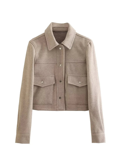 HH Jackets For Womens Autumn Fashion Solid Front Pockets Button Long Sleeve Jacket Elegant Woman Casual Outerwear Coat